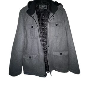 Black Rivet Wool Blend Hooded Coat – Men’s XXL 🔥